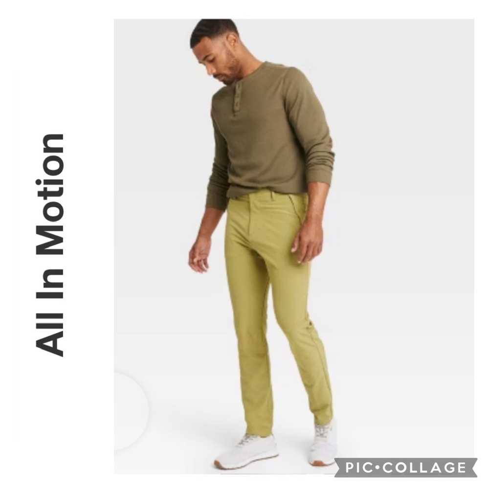 NWT All in Motion Men’s 38x32 Khaki Green Stretch Golf Travel Pants